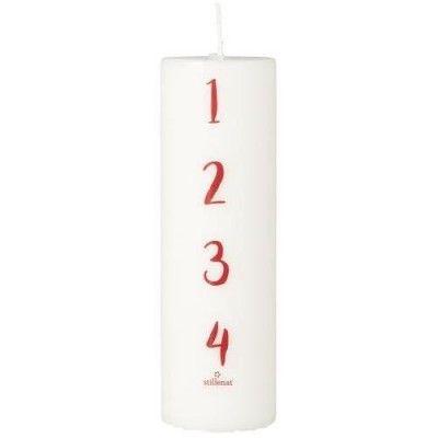 Адвент свеча 4 white red numbers
